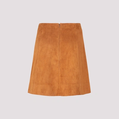 Shop Khaite Sam Leather Skirt In Brown