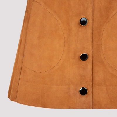 Shop Khaite Sam Leather Skirt In Brown