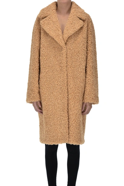 Shop Stand Studio Camille Eco-fur Cocoon Coat In Camel