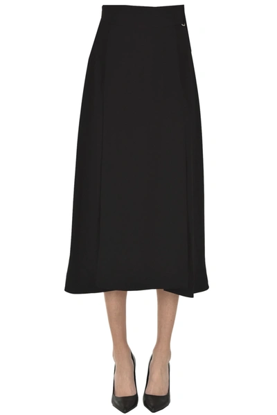 Shop Victoria Beckham Crepè Midi Skirt In Black