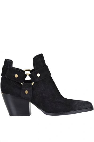 Shop Michael Michael Kors Pamela Suede Texan Ankle Boots In Black