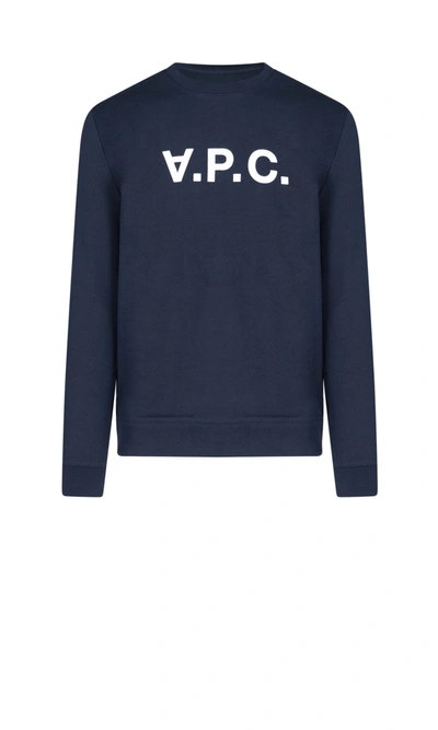 Shop Apc A.p.c. Vpc Logo Flocked Sweatshirt In Navy