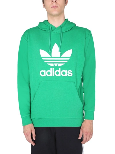Shop Adidas Originals Adicolor Trefoil Hoodie In Green
