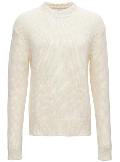 Shop Jil Sander Knit Crewneck Sweater In White