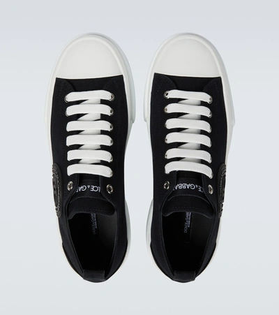 Shop Dolce & Gabbana Portofino Canvas Sneakers In Black