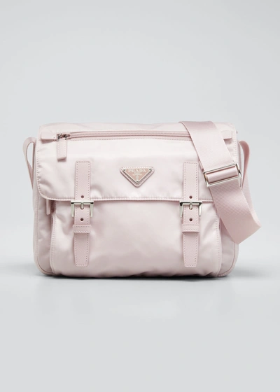 Shop Prada Single Pocket Re-nylon Shoulder Messenger Bag In Pink