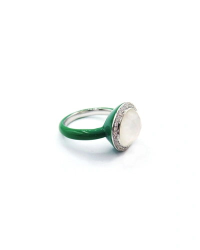 Shop Ippolita Lollipop Carnevale Ring In Sterling Silver With Mother-of-pearl Doublets And Ceramic In Green