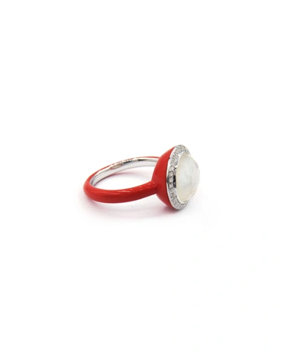 Shop Ippolita Lollipop Carnevale Ring In Sterling Silver With Mother-of-pearl Doublets And Ceramic In Red