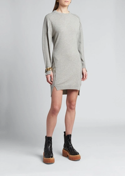 Shop Stella Mccartney Wool Mini Sweater Dress In 1502 Pale Grey