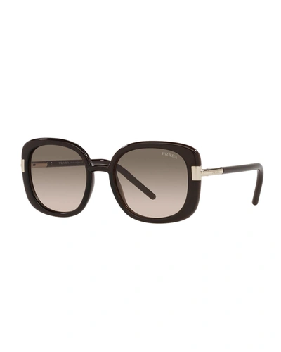 Shop Prada Round Acetate Sunglasses In Dark Brown