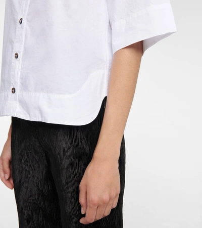 Ganni Short-sleeved Shirt With Maxi Collar In White | ModeSens
