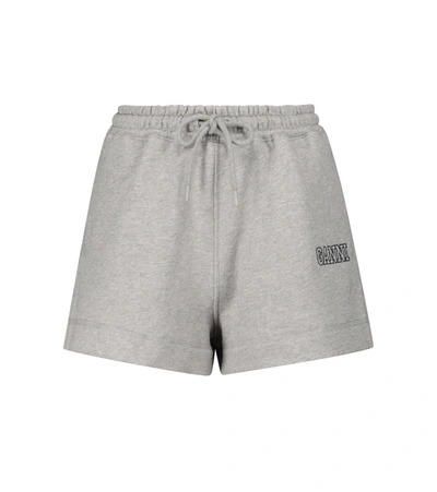 Shop Ganni Cotton-blend Shorts In Grey