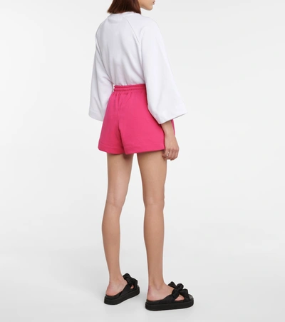 Shop Ganni Cotton-blend Shorts In Pink