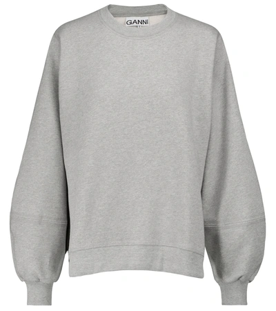 Shop Ganni Cotton-blend Sweatshirt In Grey