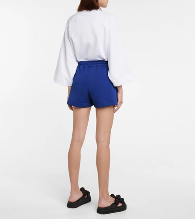 Shop Ganni Cotton-blend Shorts In Blue