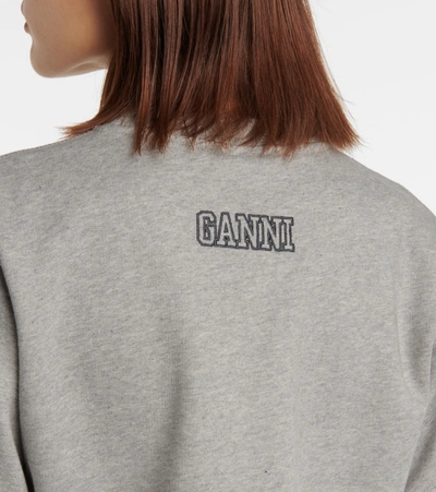 Shop Ganni Cotton-blend Sweatshirt In Grey