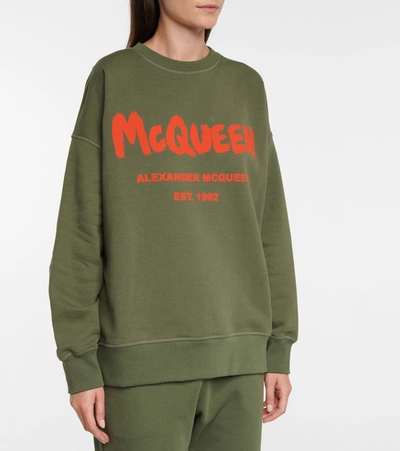 Shop Alexander Mcqueen Logo Cotton Sweatshirt In Green