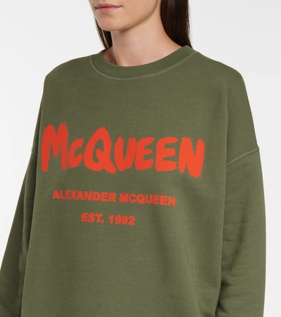 Shop Alexander Mcqueen Logo Cotton Sweatshirt In Green