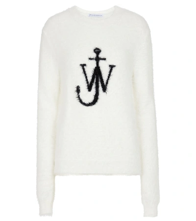 Jw Anderson Women Maglia Con Intarsio Logo In White