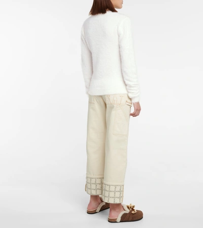 Jw Anderson Women Maglia Con Intarsio Logo In White
