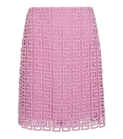 Shop Givenchy Gg Guipure Lace Miniskirt In Pink