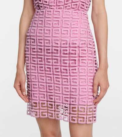 Shop Givenchy Gg Guipure Lace Miniskirt In Pink