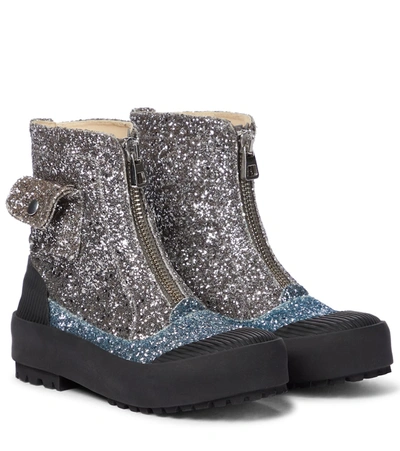 Shop Jw Anderson Duck Glitter Ankle Boots In Silver