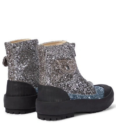 Shop Jw Anderson Duck Glitter Ankle Boots In Silver