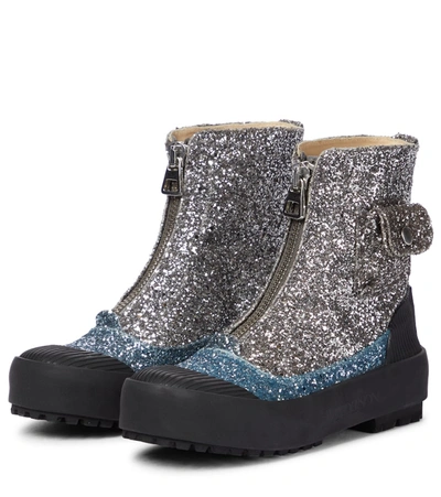 Shop Jw Anderson Duck Glitter Ankle Boots In Silver