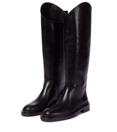 Shop Jil Sander Leather Riding Boots In Black