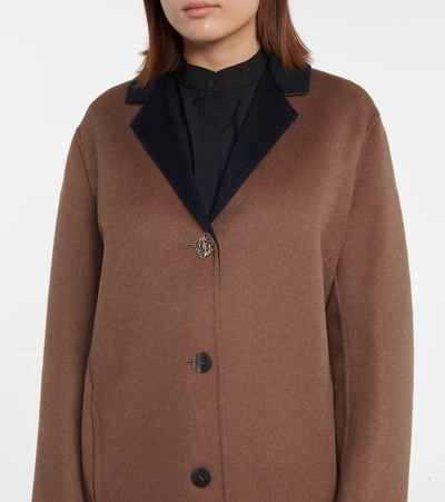 Shop Loewe Anagram Wool And Cashmere Coat In Brown