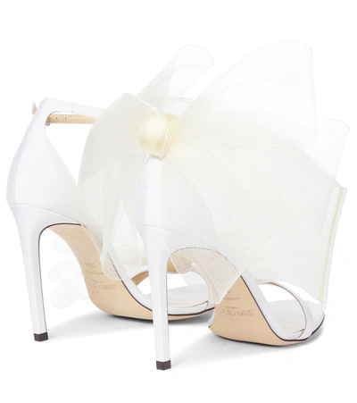 Jimmy Choo Aveline 100 Bow-embellished Grosgrain Sandals In White