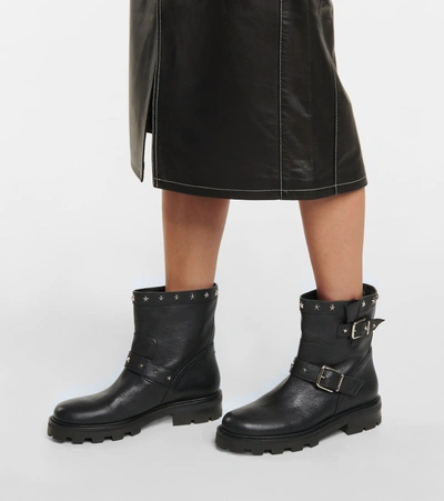 Shop Jimmy Choo Youth Ii Studded Leather Ankle Boots In Black