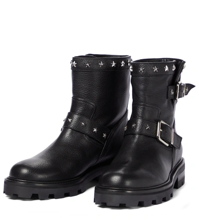 Shop Jimmy Choo Youth Ii Studded Leather Ankle Boots In Black