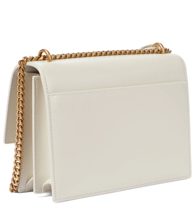 Saint Laurent Sunset Monogram Medium Leather Shoulder Bag In White