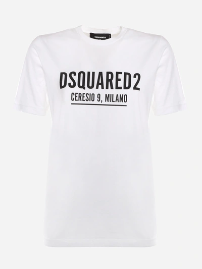 Shop Dsquared2 Cotton T-shirt With Contrasting Logo Print In White