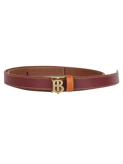 Shop Burberry Tb Monogram Buckle Belt In Brown