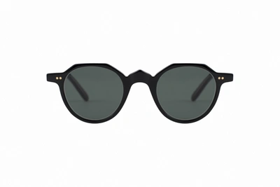 Shop Lesca P21 Round Frame Sunglasses In Black