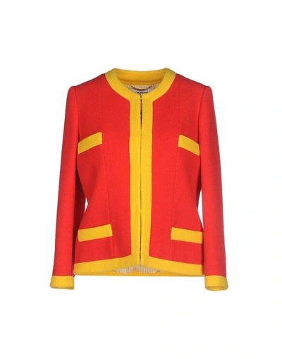 Shop Moschino Woman Blazer Red Size 8 Virgin Wool, Polyamide