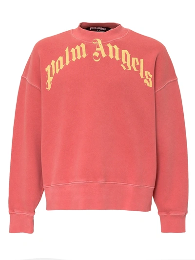 Shop Palm Angels Vintage Logo Print Sweatshirt In Red