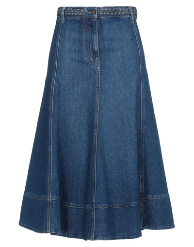 Shop Valentino Garavani Woman Denim Skirt Blue Size 6 Cotton, Elastane