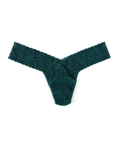 Shop Hanky Panky Signature Lace Low-rise Thong In Dark Green