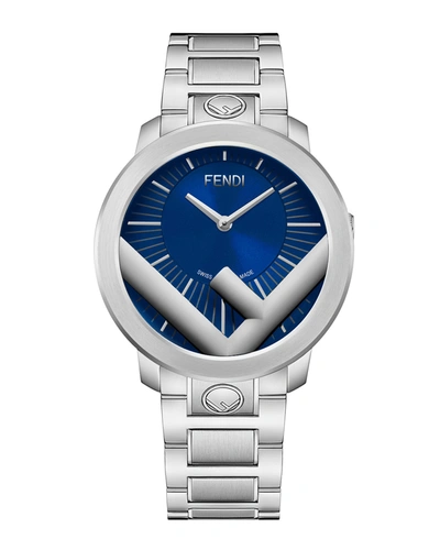 Shop Fendi Men's 41mm Run Away Logo Bracelet Watch In Blue