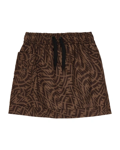 Shop Fendi Girl's Ff Vertigo Miniskirt In F118w Brown