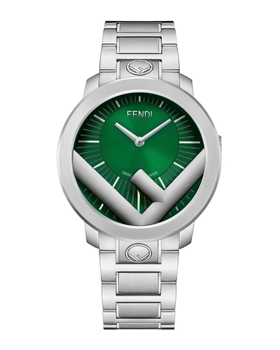 Shop Fendi Men's 41mm Run Away Logo Bracelet Watch In Green