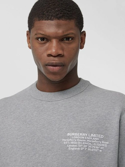 Shop Burberry Location Print Cotton Sweatshirt In Pale Grey Melange