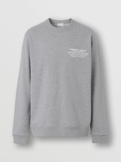Shop Burberry Location Print Cotton Sweatshirt In Pale Grey Melange