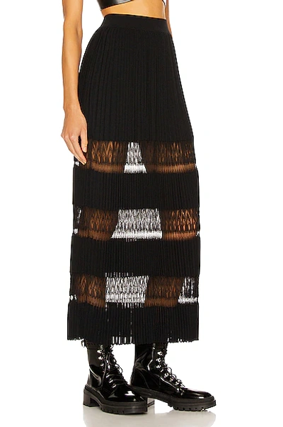 Shop Alaïa Long Voluminous Pleat And Lace Skirt In Noir