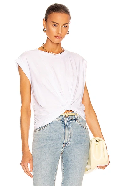 Shop Frame Knotted Rolled Tee In Blanc