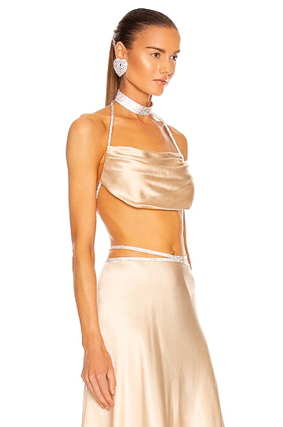 Shop Nue Studio Silk Top With Crystal Cords In Champagne Gold